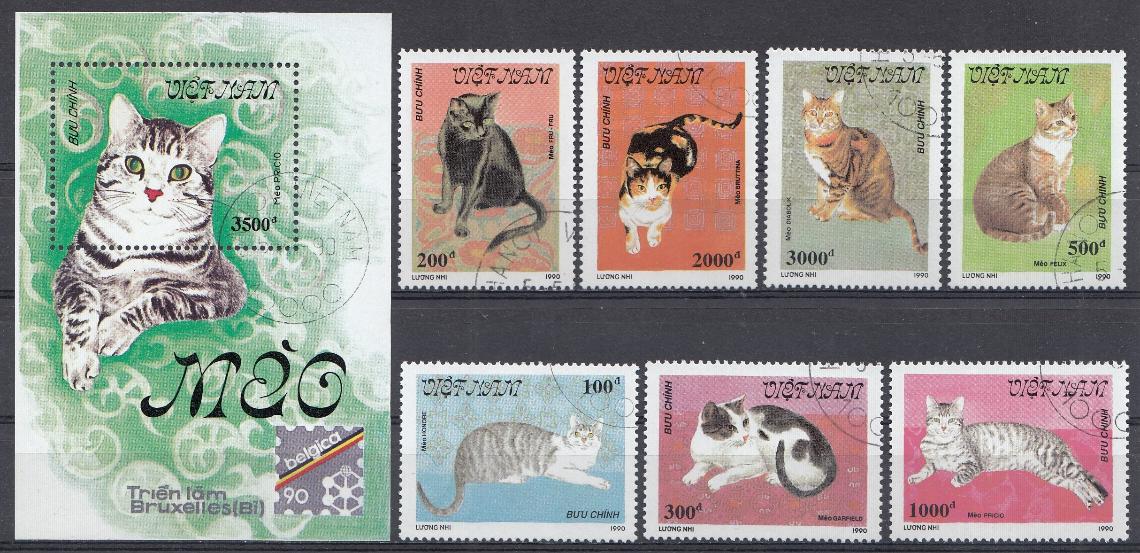 Кошки различных пород. Вьетнам 1990 год.