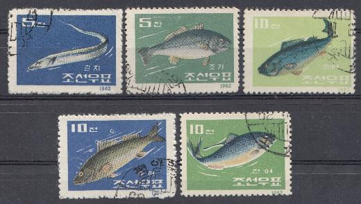 Морская фауна. КНДР 1962 год. Промысловые рыбы.