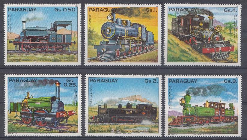 Железная дорога. Парагвай 1982 год. Старинные паровозы: Боливии. Аргентины. Уругвая. Бразилии.Эквадора. Перу.