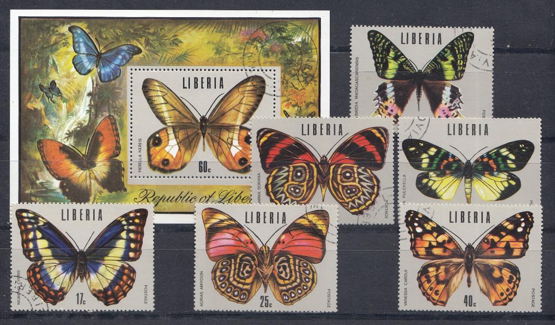 Бабочки. Либерия 1974 год.