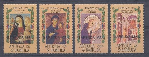 Живопись. Надпечатка "BARBUDA MAIL" Антигуа и Барбуда 1985 год. С Рождеством! 