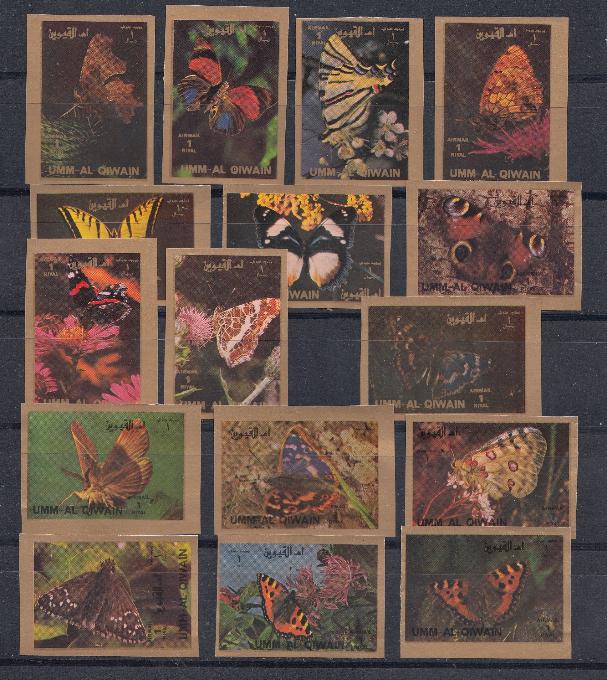 Бабочки. Умм-аль- Кувейн 1972 год. Серия марок Б/З.