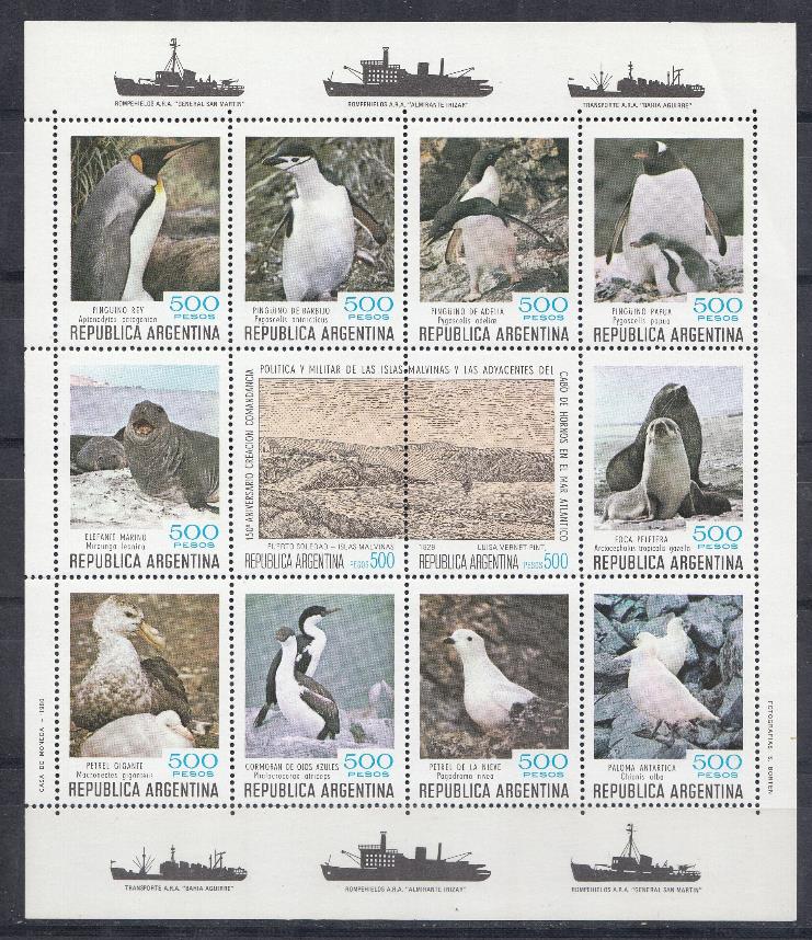 Птицы. Республика Аргентина 1980 год. Пингвины. Антарктическая фауна.