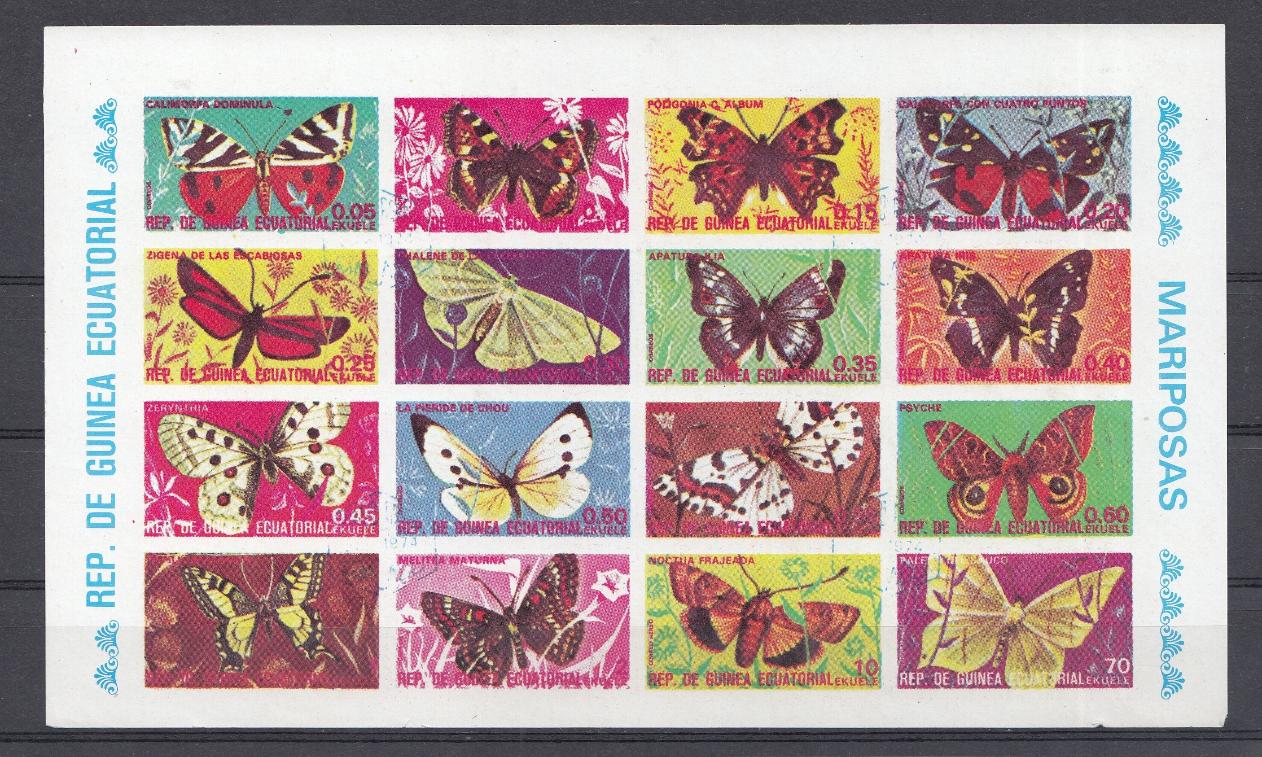 Бабочки. Республика Экваториальная Гвинея 1974 год. 