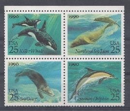 Морская фауна. США 1990 год.Совместный выпуск США- СССР.