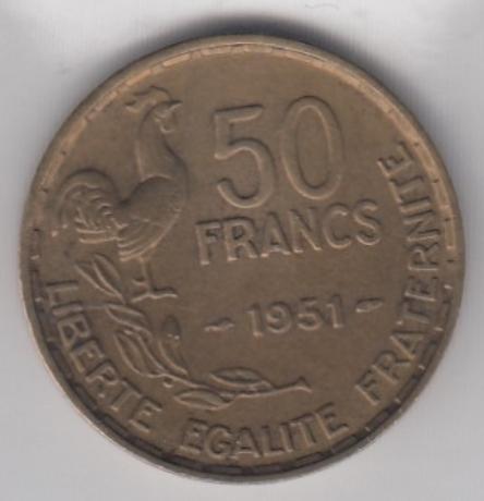 50 фр. Франция 1951 год.