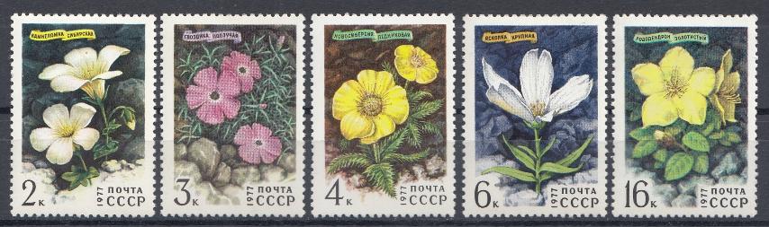 4642- 4646 СССР 1977 год. Флора. Цветы год Сибири.