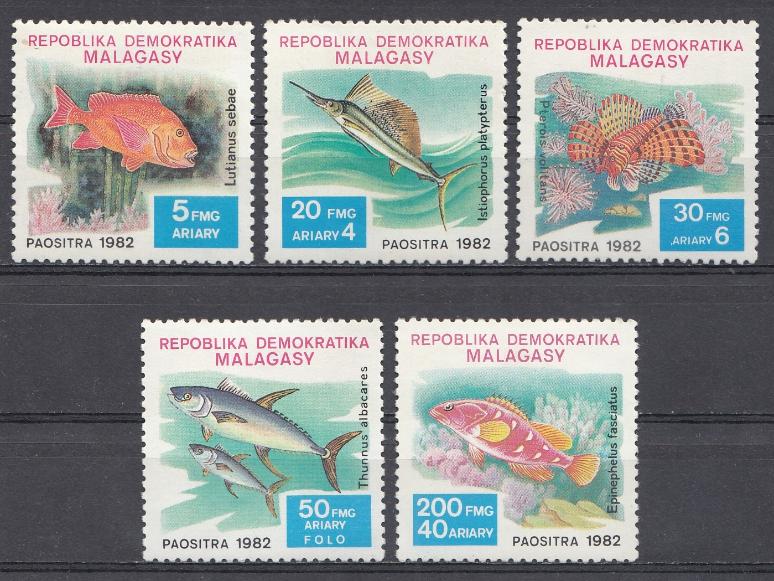 Морская фауна. Рыбы. Мадагаскар 1982 год.