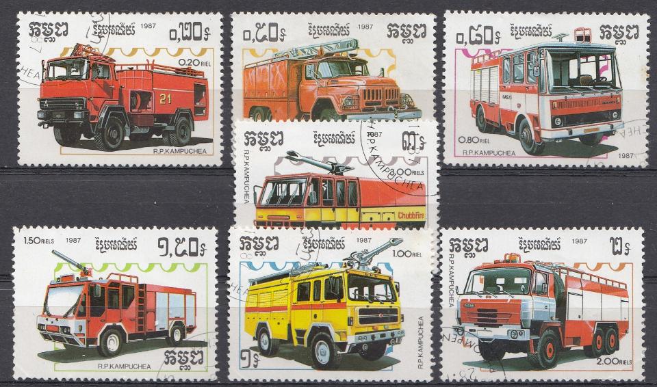 Пожарные  автомобили. Кампучия 1987 год. 