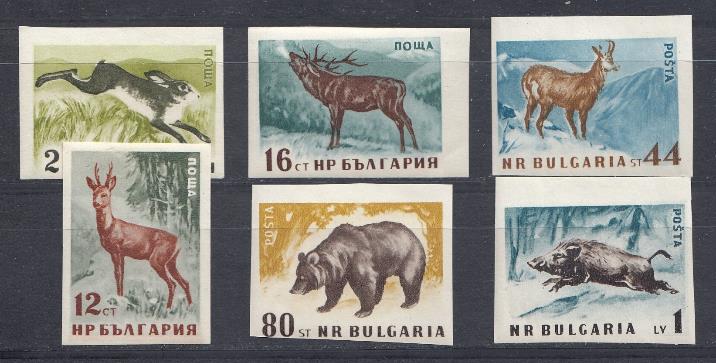 Фауна. Болгария 1958 год. Кабан. Олень. Медведь. Заяц.