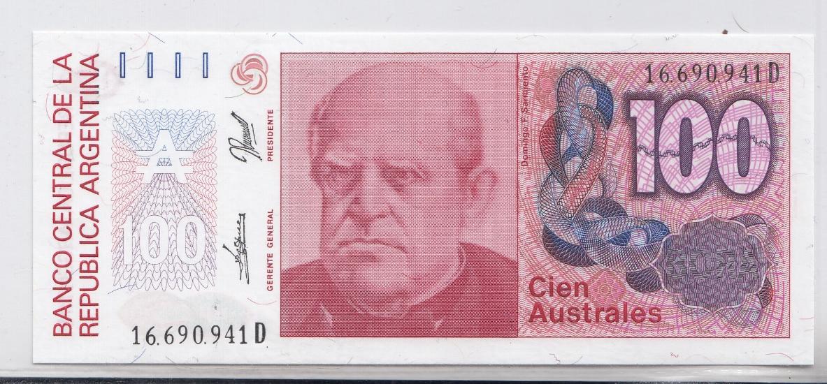 Банкнота 100 Aust.  Аргентина 1985 год.