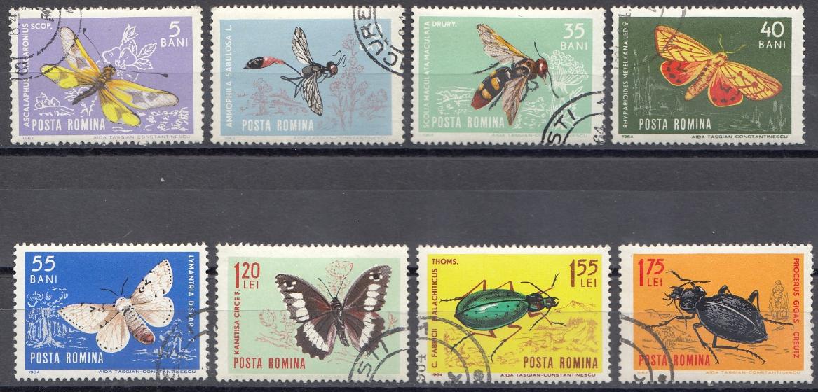 Насекомые. Бабочки. Жуки. Румыния 1964 год.
