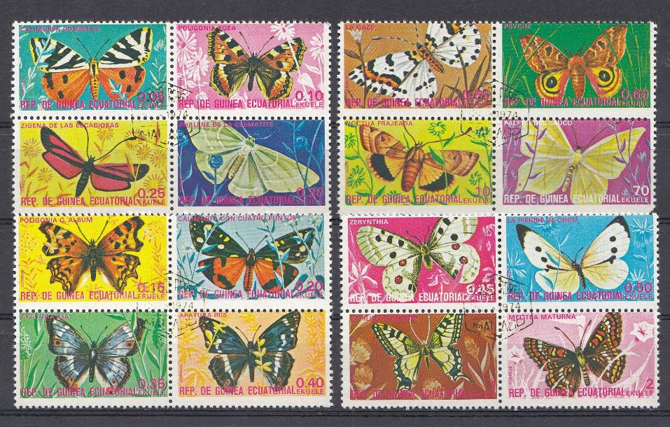 Бабочки. Республика Экваториальная Гвинея 1974 год.