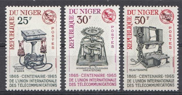 Р.   100 лет телекоммуникациям. Связь. Республика Нигер 1965 год.