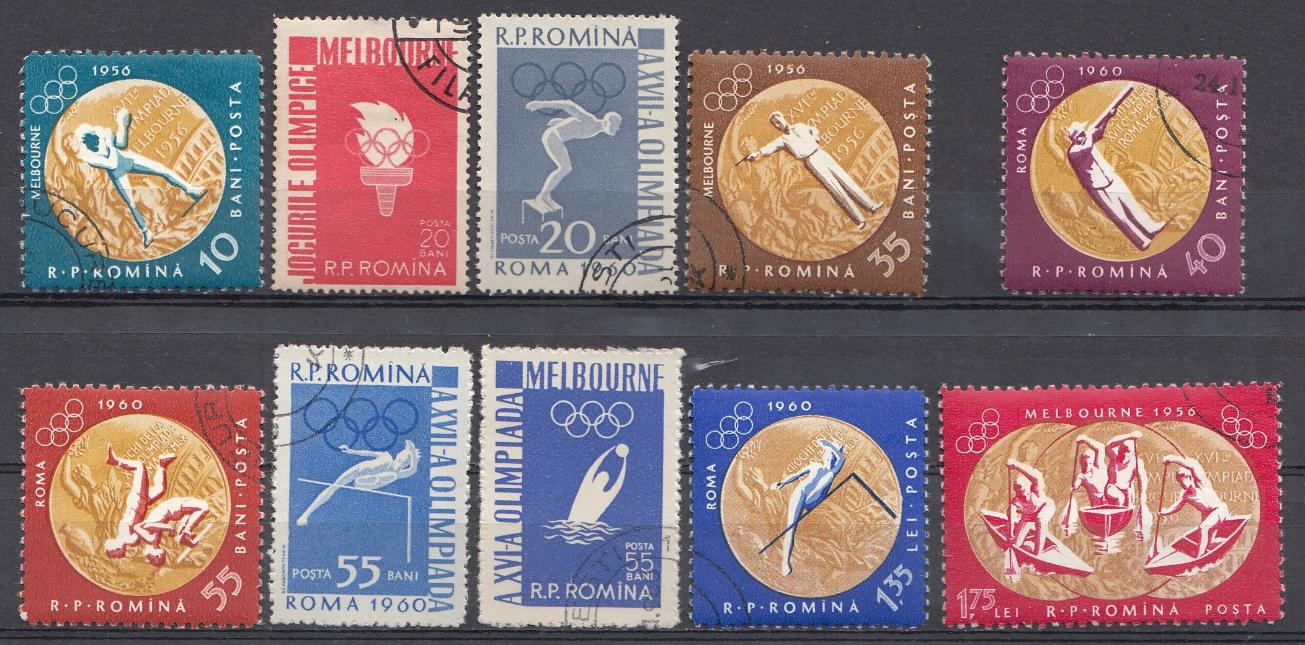 Спорт. Летние ОИ  1956- 1960 гг. Румыния выпуск 1961 года. 