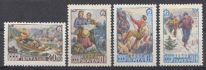 2222- 2225 СССР 1959 год. Туризм в СССР.