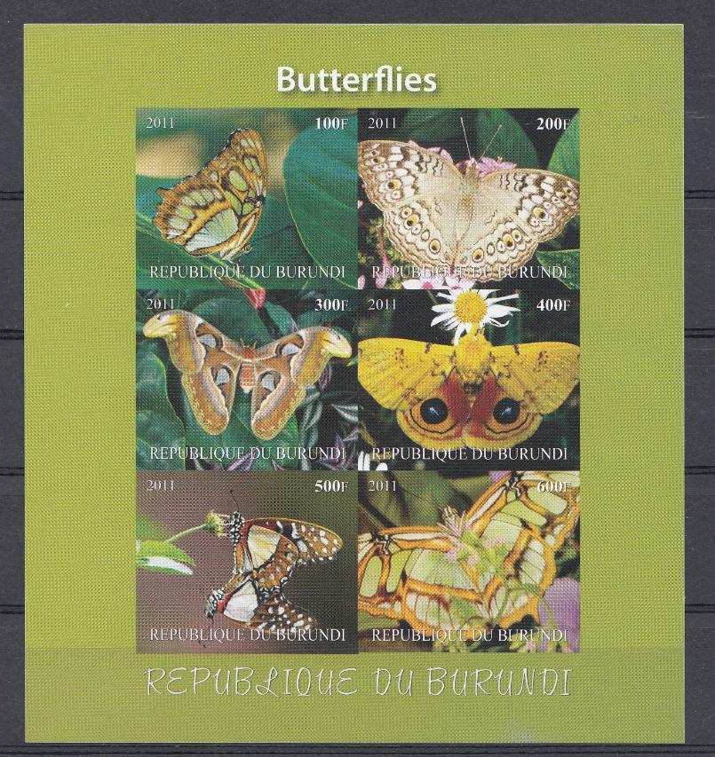Бабочки. Республика Бурунди 2011 год. 