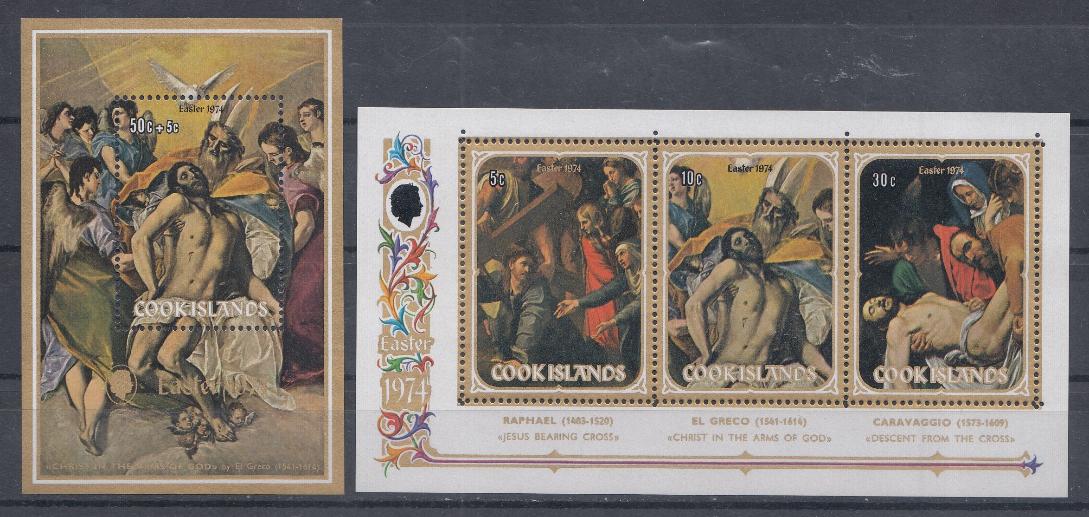 Живопись. Острова Кука 1974 год. Рафаэль (1483- 1520). Эль Греко (1541-1614). Караваджо (1573- 1609).