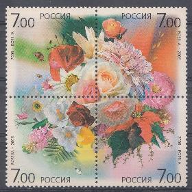  1116 - 1119 Россия 2006 год. Цветочные композиции. Времена года. Весна. Лето. Осень. Зима.