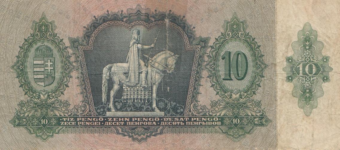 Банкнота 10 penqo Венгрия 1936 год. 