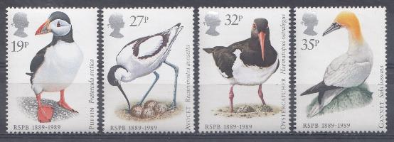 Птицы. Англия 1989 год. RSPB 1889-1989. Водоплавающие.