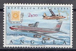 Авиация. Гражданский авиалайнер. Ангола 1970 год.