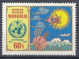  100 лет Всемирной метеорологической  организации. Монголия 1973 год. 
