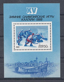 5845 Бл. № 201 СССР 1988 год.XV зимние Олимпийские игры в Калгари* 1988. Канада.