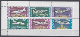  Болгария 1990 год.  Авиация. Пассажирские самолёты. ТУ- 204. DC-9.  ИЛ- 86. Боинг-747.