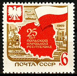 3691. СССР 1969 год. 25 лет Польской Народной Республике