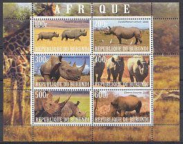 Фауна. Носороги. Республика Бурунди 2009 год. 