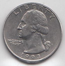 25 центов США 1993 год. P.  Quarter Dollar.