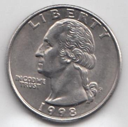 25 центов США 1998 год. P  Quarter Dollfr.