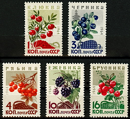 3048-3052. СССР 1964 год. Ягоды