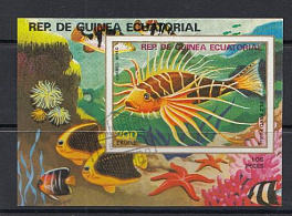 Коралловые рыбки. Республика Экваториальная Гвинея 1975 год.