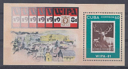 Фауна. Куба 1981 год. Марка на марке. Олени. WIPA-81.