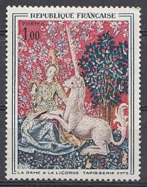 Искусство. Гобелен. Единорог. Франция 1964 год.